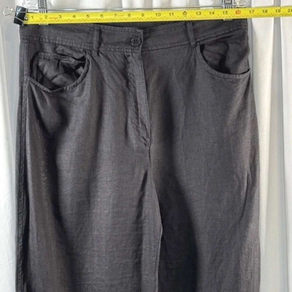Zara Black Linen Blend High Waisted Wide Leg Trousers XL Resortwear Chic‎  82-03